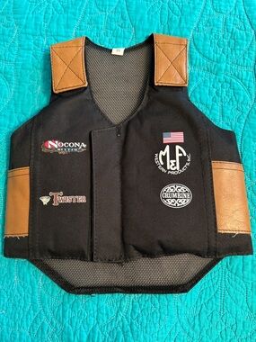 M & F Western Black Toy Protective Western Vest with Brown Accents